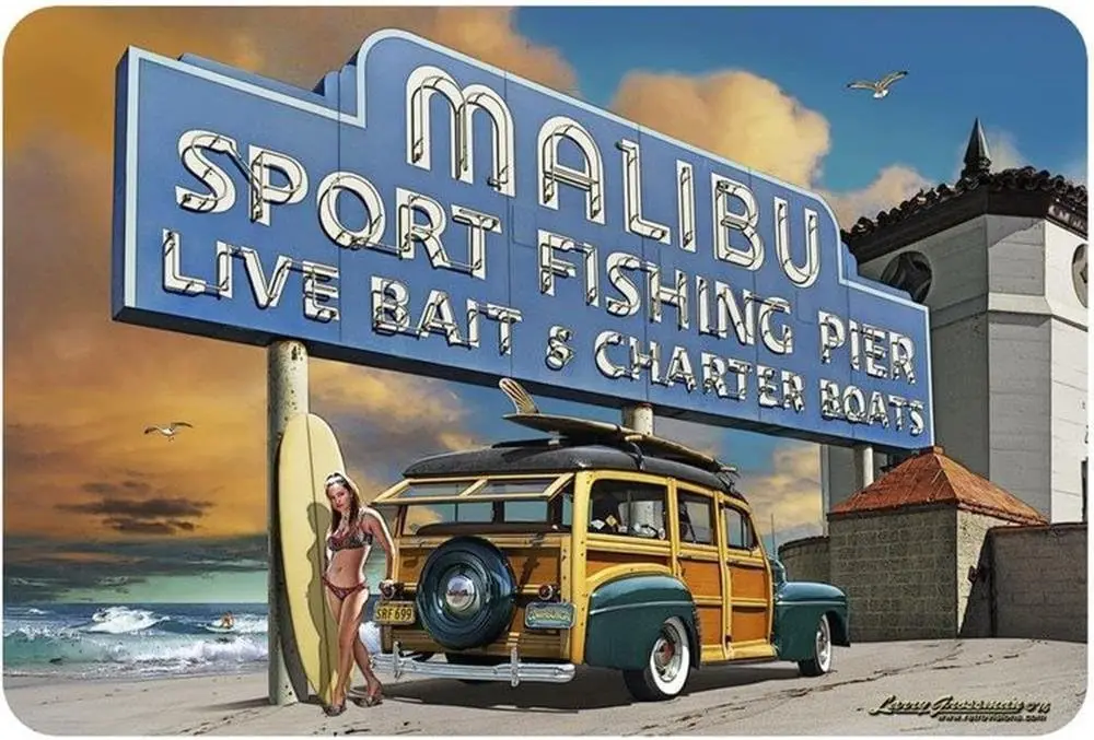 Signs 4 Fun S4S5121 Malibu Pier Beach Small Parking Sign