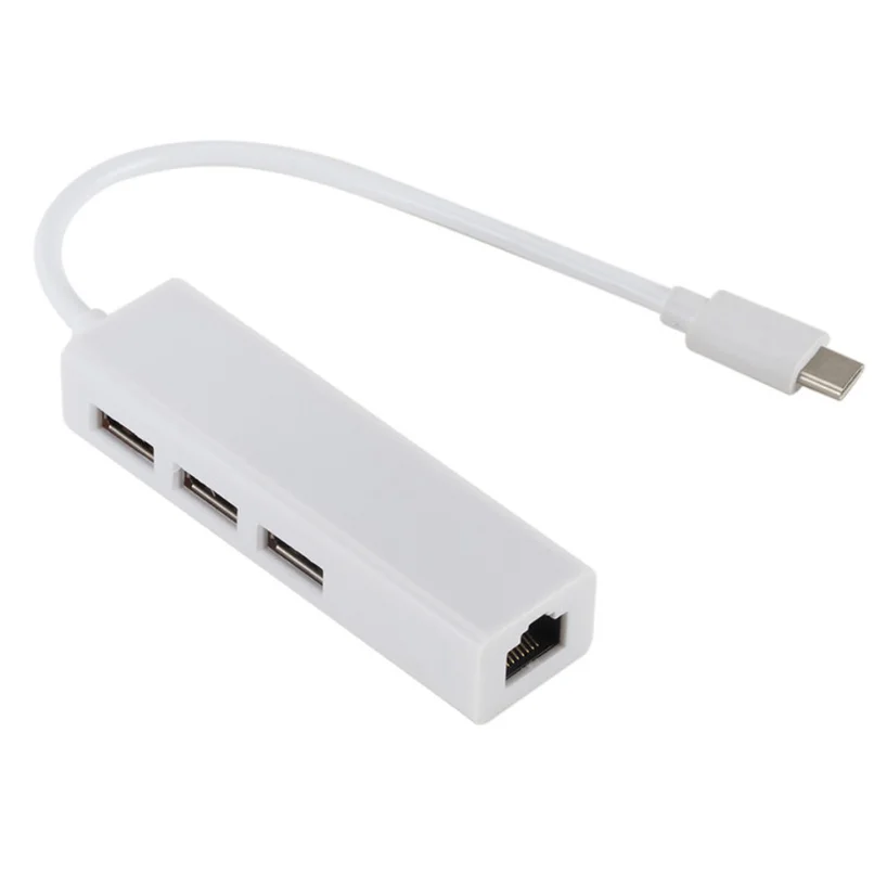 Usb Ethernet Met 3 Poort Usb Hub 2.0 Rj45 Lan Netwerkkaart Usb Naar Ethernet Adapter Voor Mac Ios Android Pc Usb 2.0 Hub