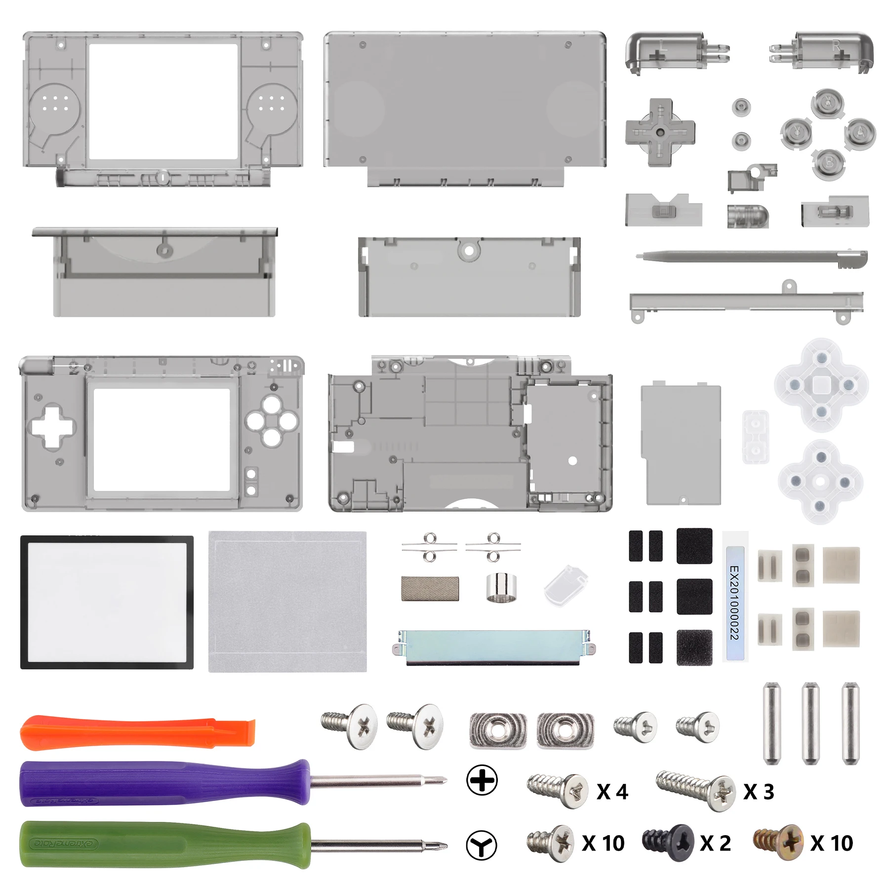 eXtremeRate Ersatz-Vollgehäuseschale für Nintendo DS Lite, individuelle Gehäuseabdeckung, Knopf-Bildschirmlinse für NDSL – Clear Series