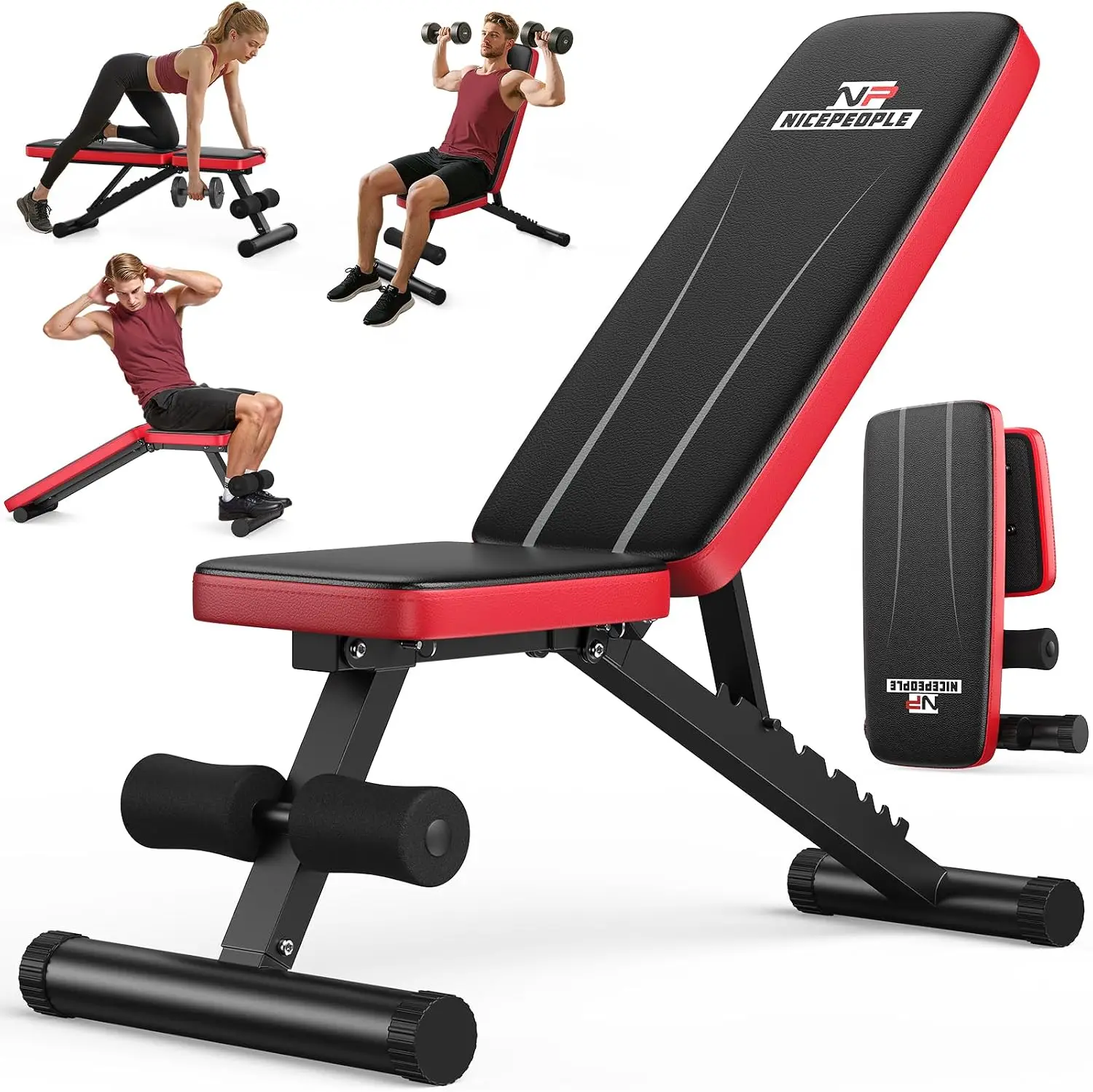 Foldable Compact Bench Home Gym 660LBS Capacity Workout Seat Eight Backrest Strength Training Chest Shoulder Arms Apartment
