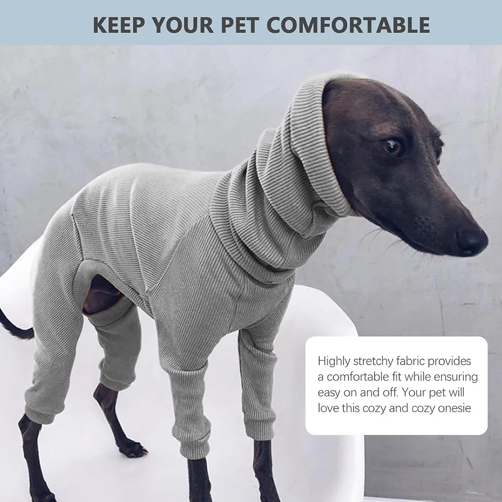 

Basic Soft Italian Greyhound Dog Pajamas, Turtleneck Elastic Pet Sweater for Whippet, Rib Lightweight Jumpsuit for Large Dogs