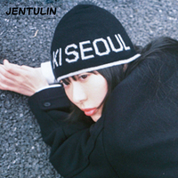 Y2k Streetwear Women Hat Black Knit Letter Beanies Strides Cap Men Winter Jacquard Kpop Warm Hip Hop Goth Pullover Accessories