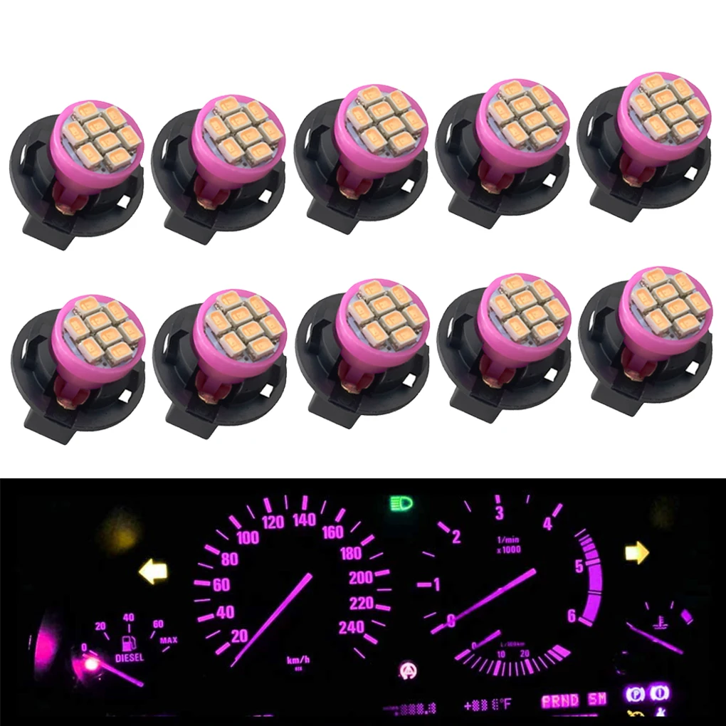 Winetis 10Pcs T10 194 168 2825 LED Instrument Panel Gauge Cluster Dashboard Lights Bulbs Pink/Purple with Twist Lock Socket 12V