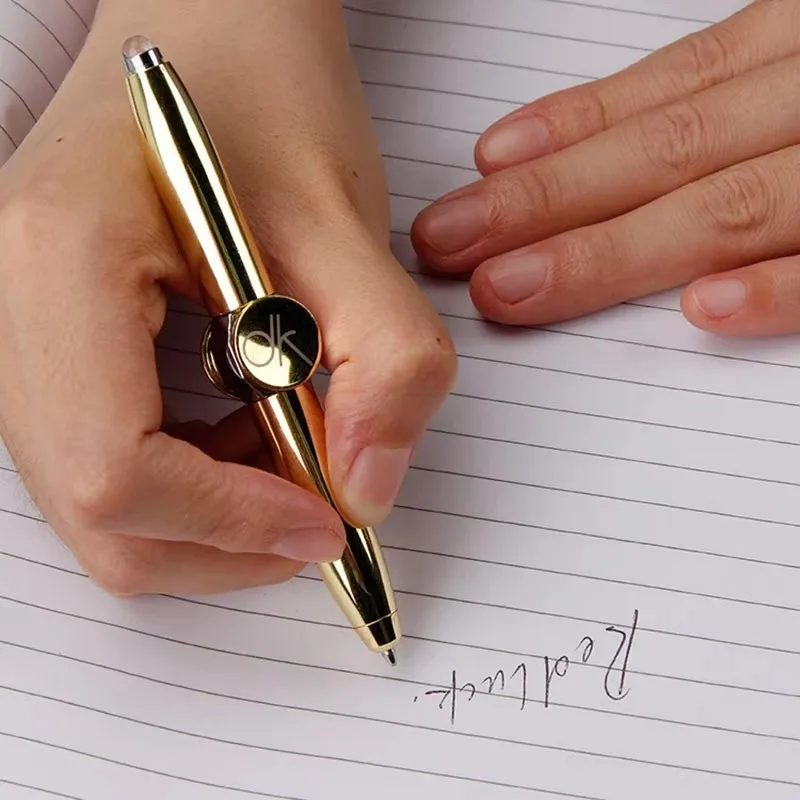 Creative multifunctional LED pen, rotating pressure reducing gyroscope, metal ballpoint pen, fashionable office supplies, writin image 6