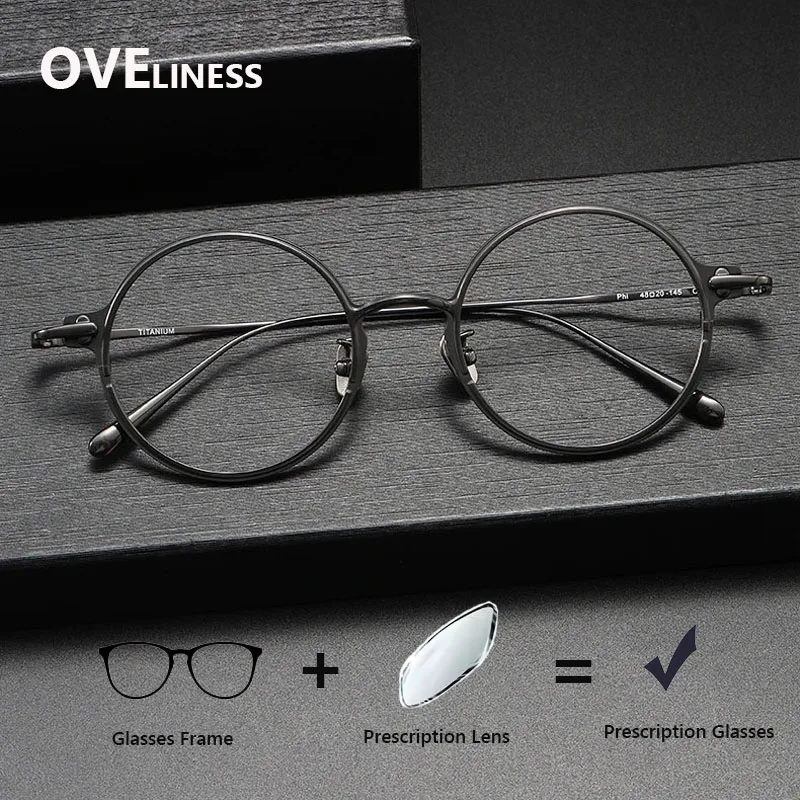 

2027 pure Titanium Retro optical Glasses Frame for Men Women Vintage Round Eyeglasses Frames Vintage Prescription myopia Eyewear