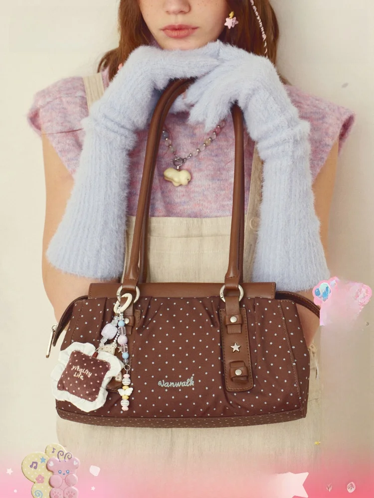 

VANWALK Large Capaci Polka Dot Tote Bag Women's Commuter Casual Handbag oulder Strap Non-Removable Polyester