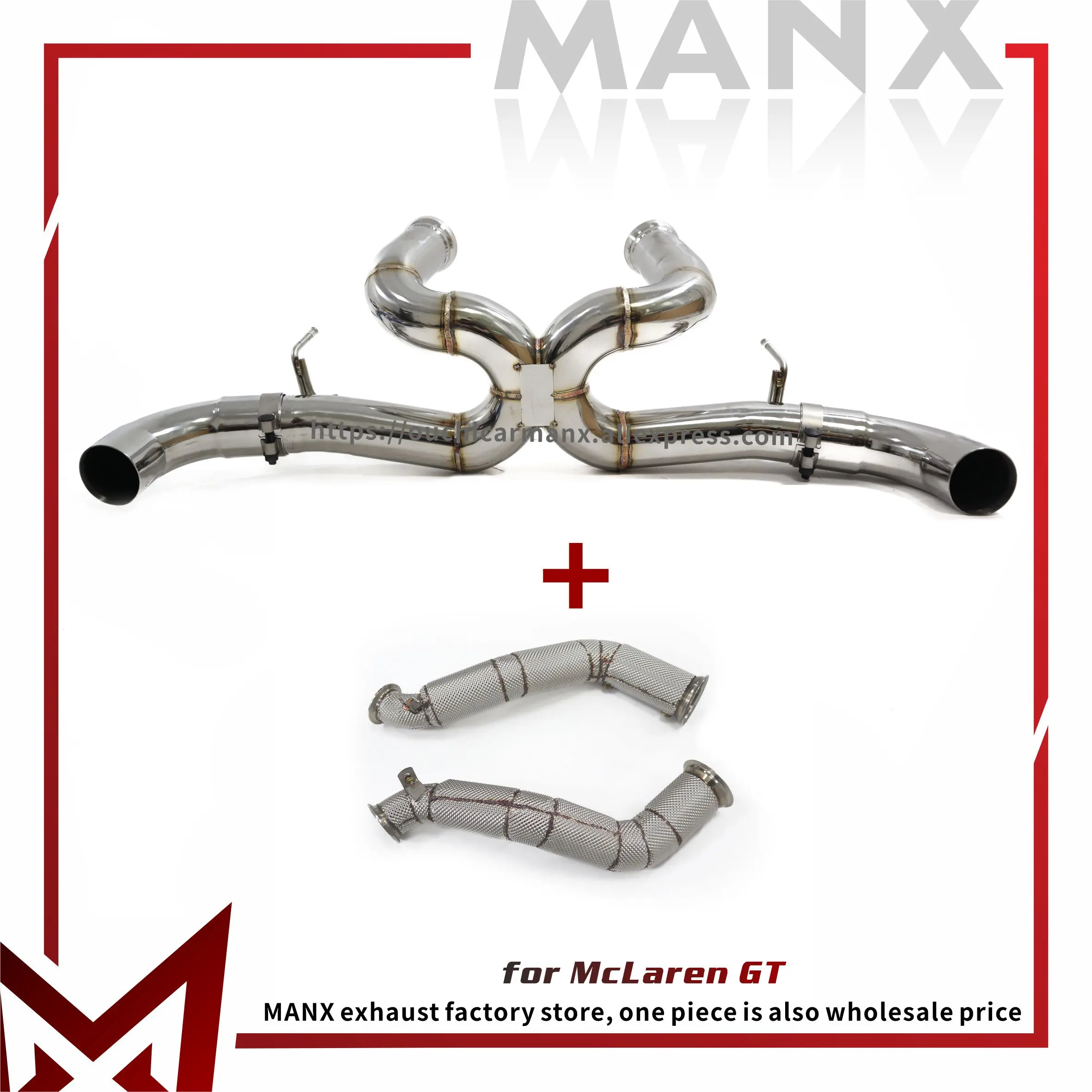 

MANX Catback SS304 Downpipe for Mclaren GT without Valve Bolt direct installation Exhaust system Catalytic Converter heat shield