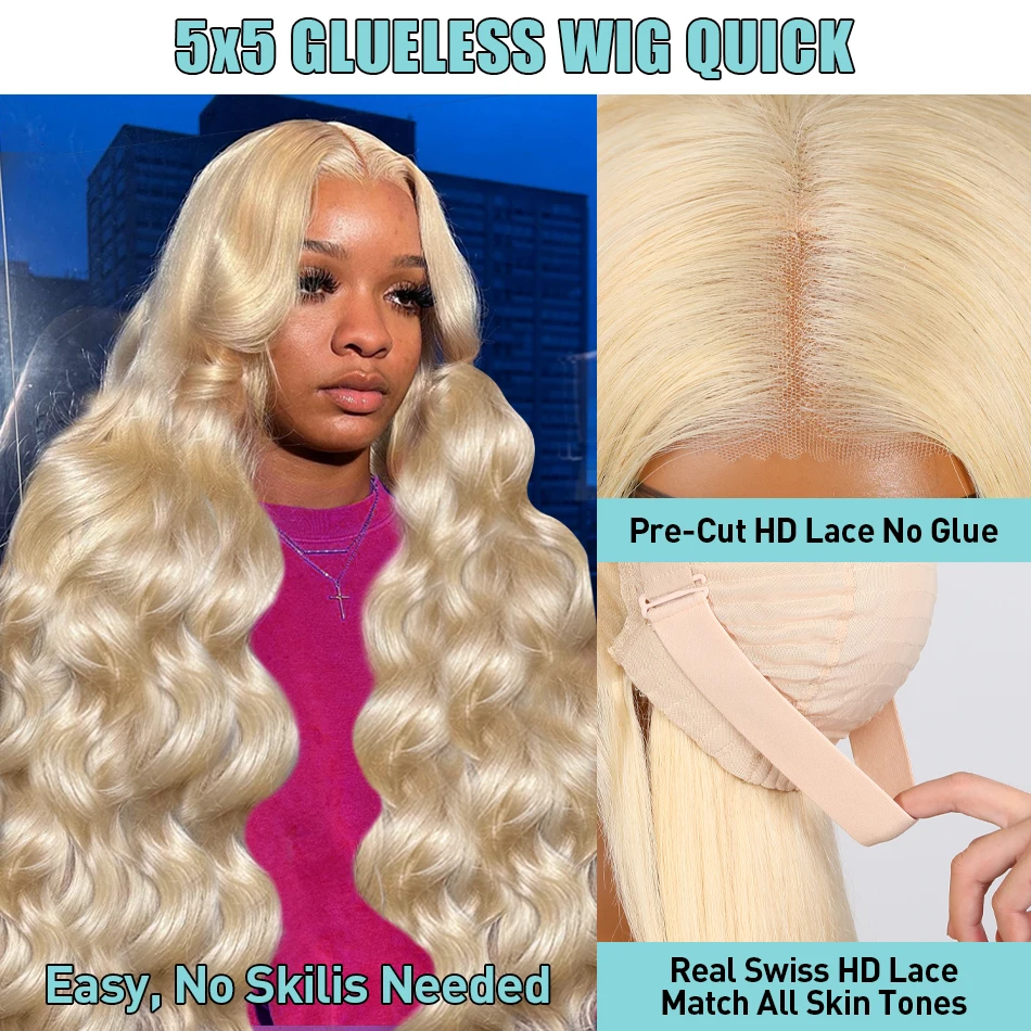 Perruque Lace Front Wig Body Wave Naturelle, Cheveux Humains, Blond Miel 613, 13x6, 13x4, 5x5, 30 32 Pouces, pour Femme