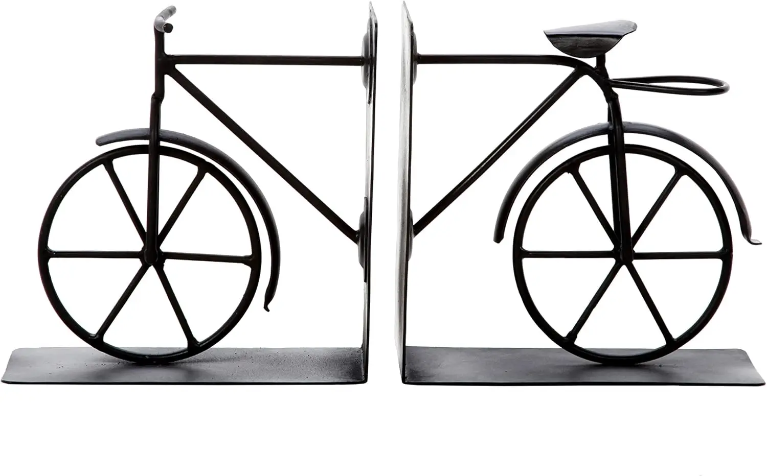 

Vintage Metal Bike Bookends Set, 6.5" Heavy Duty Book Organizer for Shelves, Rustic Farmhouse Decor