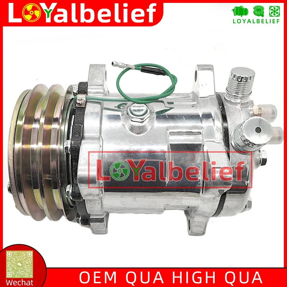 NEW 5H14 SD508 AC Compressor For Tractor Excavator Heavy Duty Truck 12V/24V 2PK V Blet Pulley