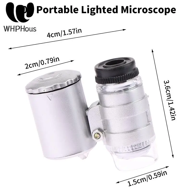 60X Illuminated Microscope Portable Handheld Jeweler Magnifier With LED Light Mini Pocket Magnifying Glass For Home And Office