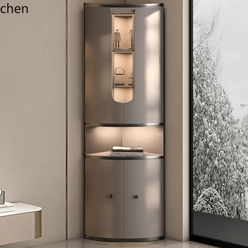 DSA Triangle Cabinet Modern Corner Storage Cabinet Living Room Fan-Shaped Cabinet with Drawers