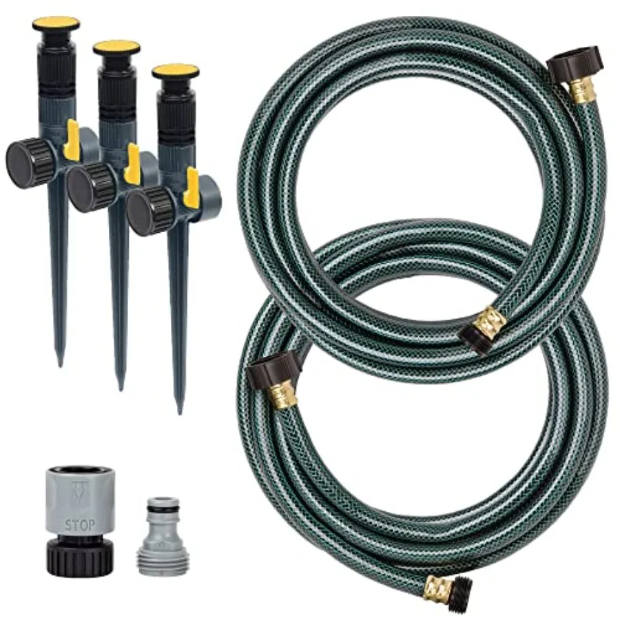 

65191AMZ Adjustable Spike Set Sprinkler Bundle in Green and Yellow for Efficient Garden Irrigation with Customizable Spray Patt