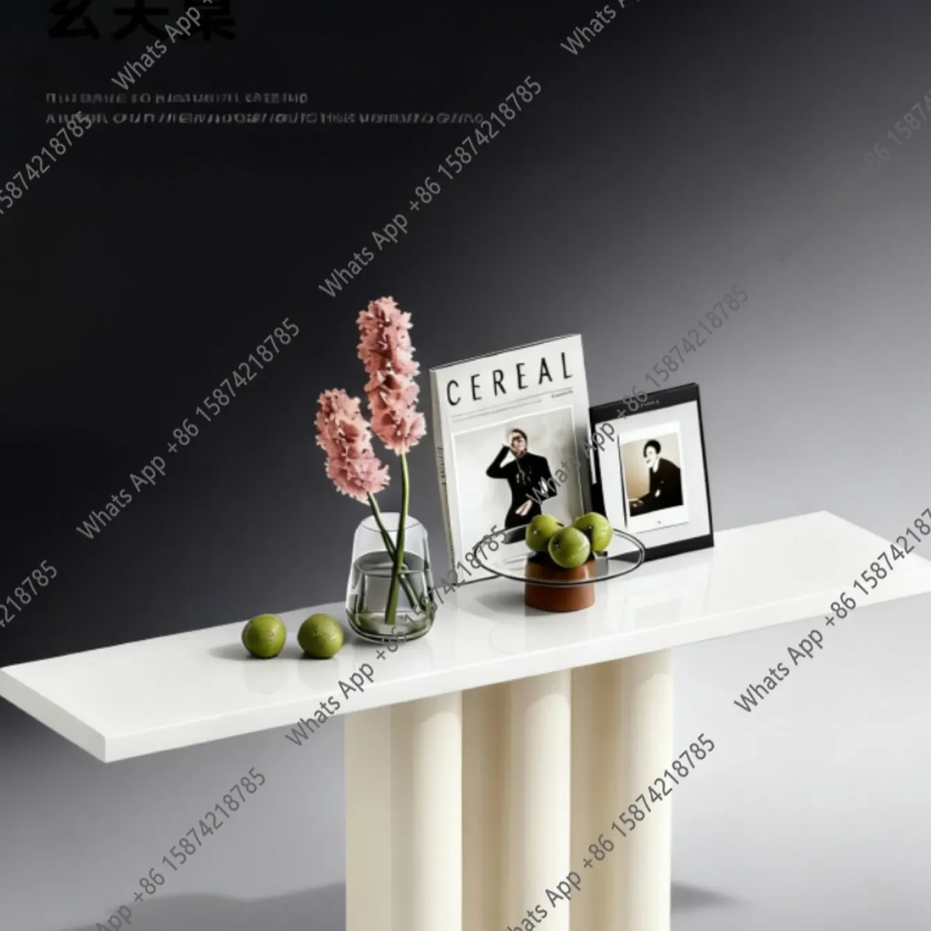 H Modern Simple Xuanguan Platform Marble Texture Round Side Table Living Room Decoration Table High Value Italian Style