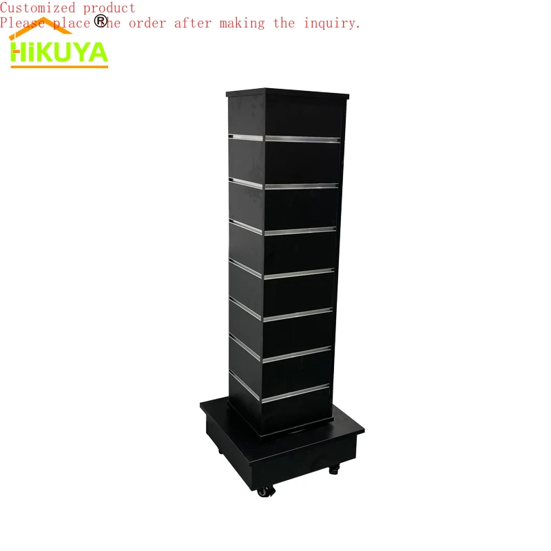 

Custom.HIKUYA Factory Price MDF Rotating Slatwall Display with Wheels