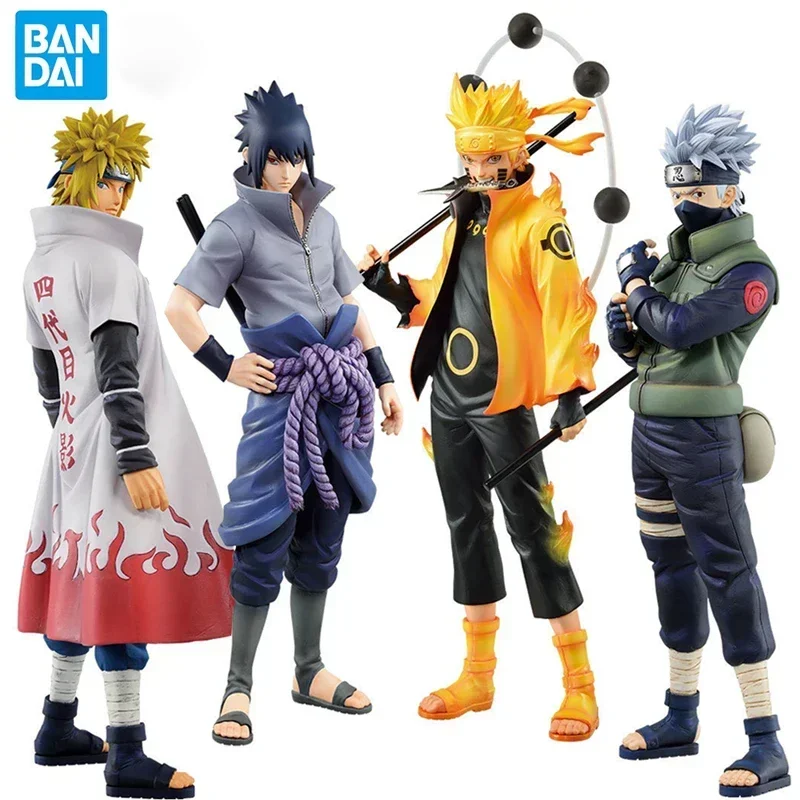 Bandai-figura DE ACCIÓN DE Naruto Shippuden, modelo de colección de 20cm, Uchiha Sasuke, Hatake, Kakashi, Namikaze, Minato, juguetes, regalos