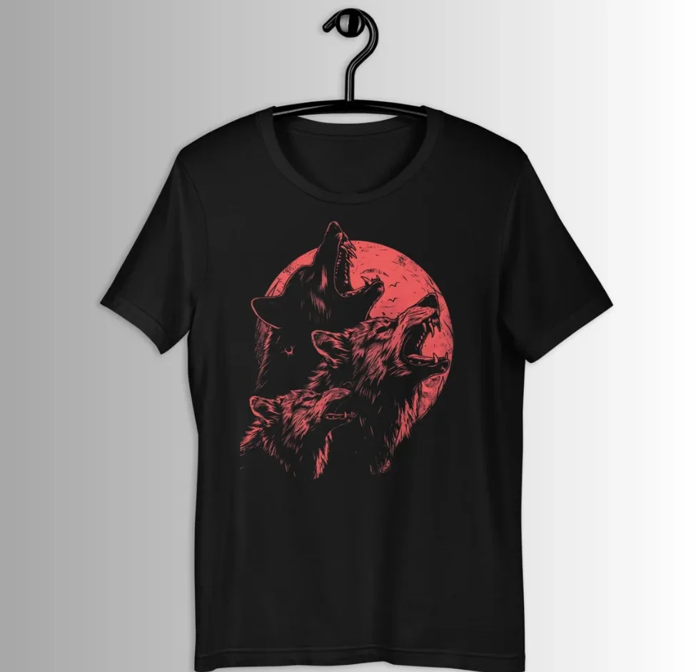 Horror Wolf Graphic Shirt, Werewolf Retro Tee, Alt T-shirt Anime Graphic T-shirts For Men Clothing Women Tees High Quality