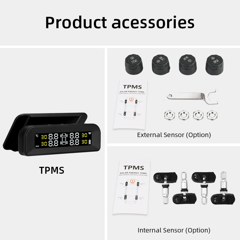 Jansite TPMS Car Tire Pressure Alarm Monitor System Real-time Display Attached to glass wireless Solar power tpms with 4 sensors