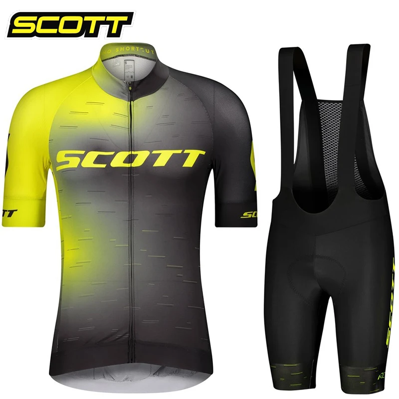 Bike Jersey Set 2023 Team SCOTT Cycling Clothing Summer Short Sleeve Cycling Suit Men\'s Top and Bottom 19D Gel Bib Shorts Kit