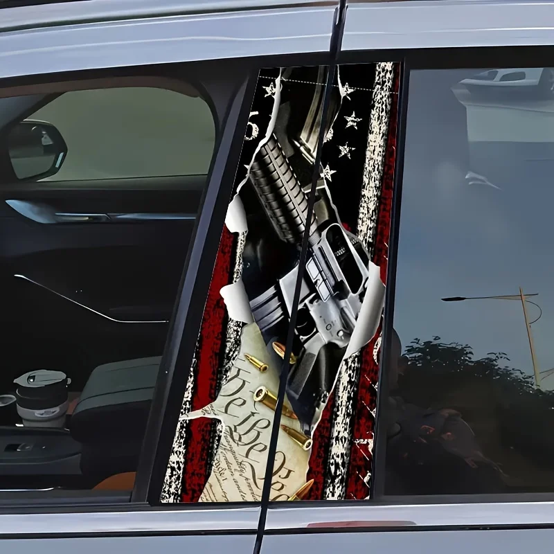 2PCS Gun Bullets Car Stickers Auto B Pillar Waterproof Center Column Decoration Cover Scratches Sunscreen Vinyl DIY Door Decals