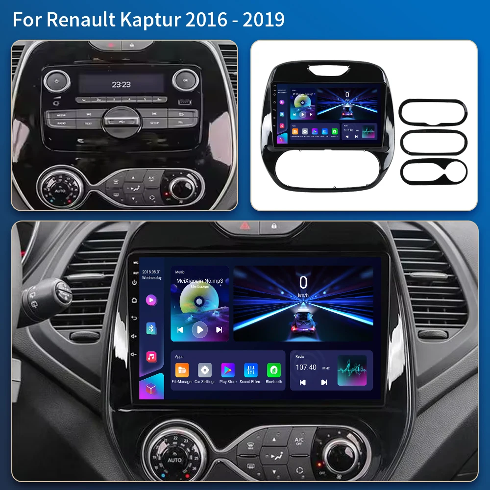 راديو سيارة 7862 لرينو كابتور كابتور 2016 - 2019 نظام Carplay الذكي اللاسلكي الوسائط المتعددة أندرويد السيارات 4G 2Din DVD