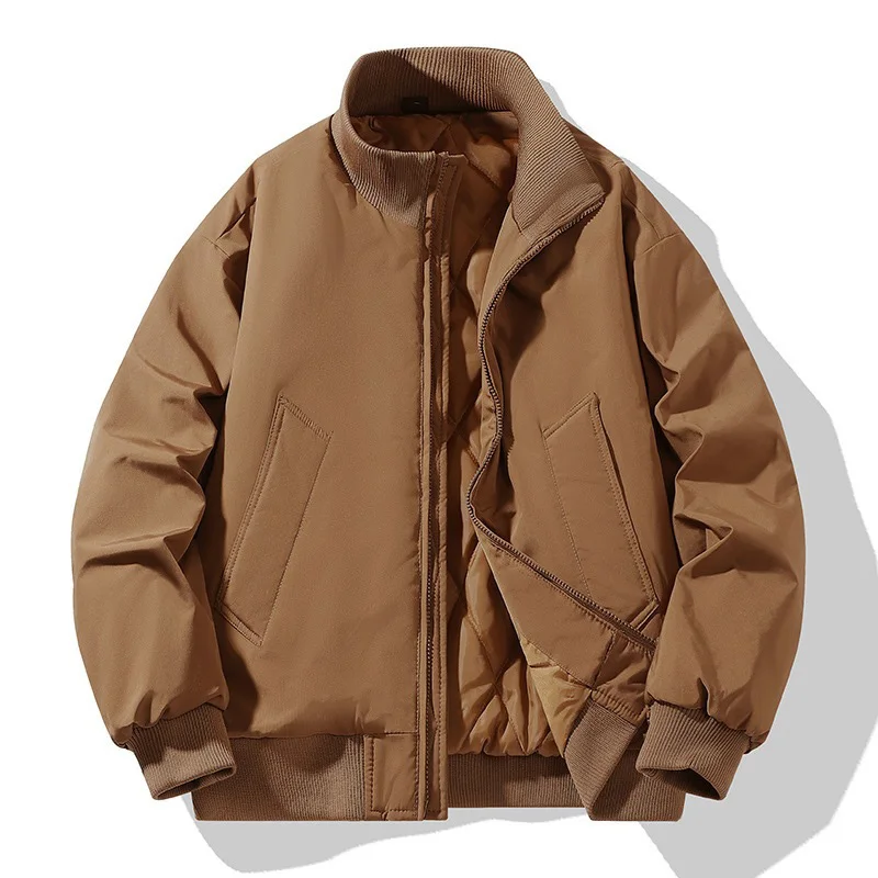 رجل سترات أسفل سترة شتاء جديد خمر الوقوف طوق سستة فضفاضة الذكور البضائع معطف رشاقته طويلة الأكمام يندبروف الرجال معطف