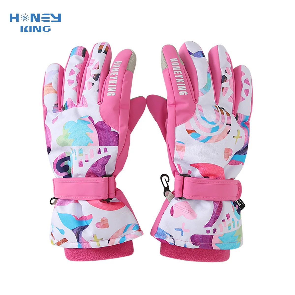 HONEYKING Kids Winter Ski Gloves Waterproof Warm Padded Mitten For Girls Boys Outdoor Skiing Cycling Windproof Snowboard Gloves