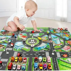 130*100CM Road Map Carpet for Kids Parking Lot Roadmap 83*58CM City Traffic Map of Road Boy Girls Educational Toy Crawling Games