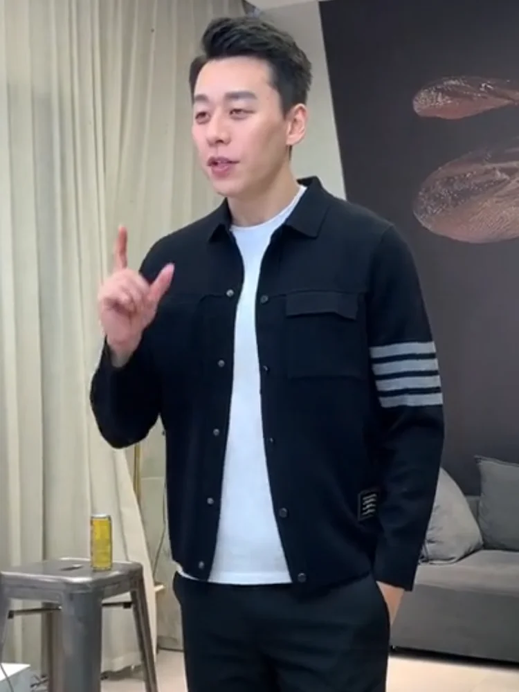 

Faionable Knitted Jaet for Men Casual Turn-down Collar Long Sve Spring Autumn New Sle Comfortable Fit Antibacterial