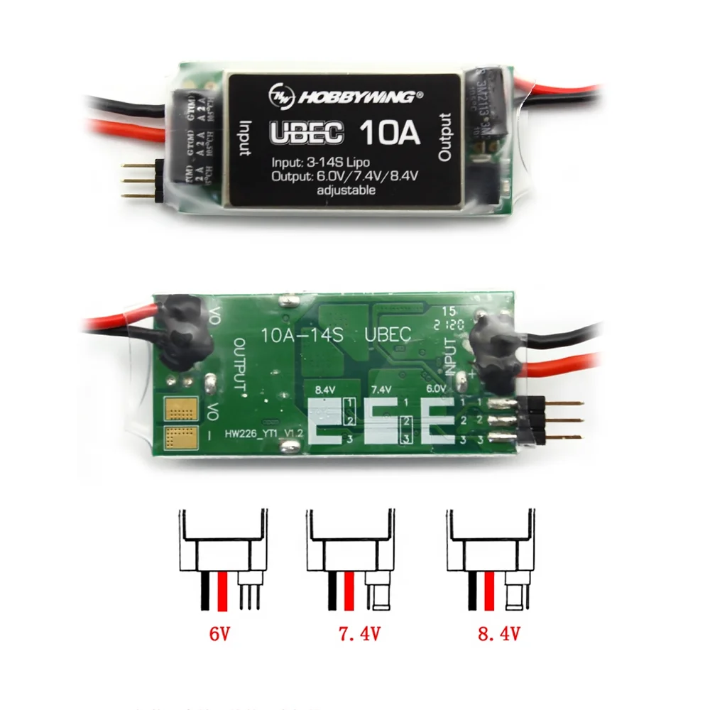 Hobbywing Waterproof UBEC 10A Voltage Regulator Module 3-14S 6 / 7.4 / 8.4V 10A Adjustable BEC High Voltage For RC Car Parts