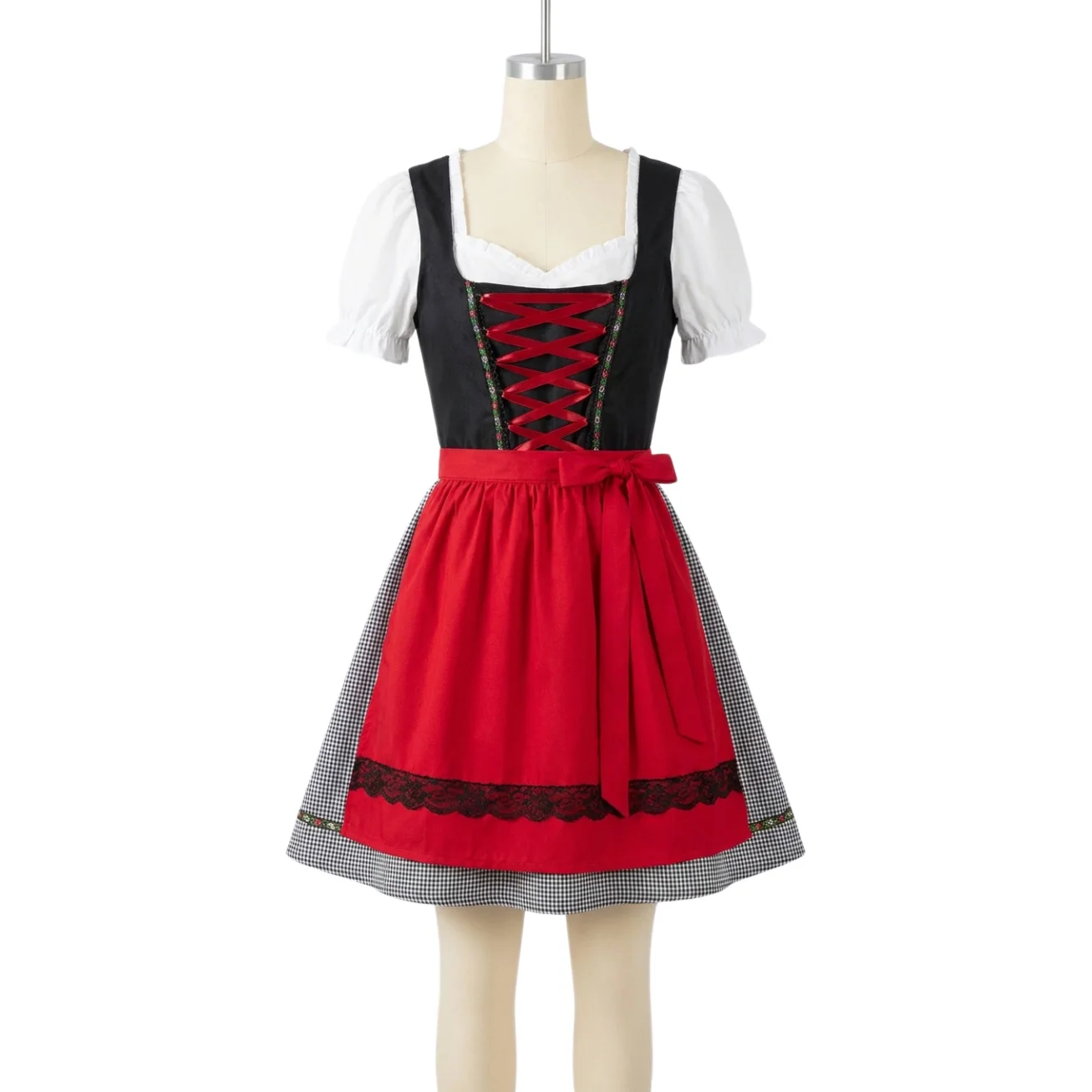 Women's Bavarian Traditional Dirndl Dress German Oktoberfest Maid Costume for Holiday Carnival Party Stage Performance
