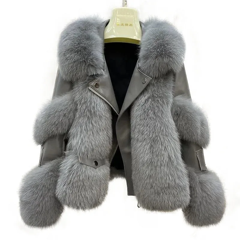 New women\'s fox fur jacket in winter, casual foreign fur coat, loose high-quality imitation fur coat