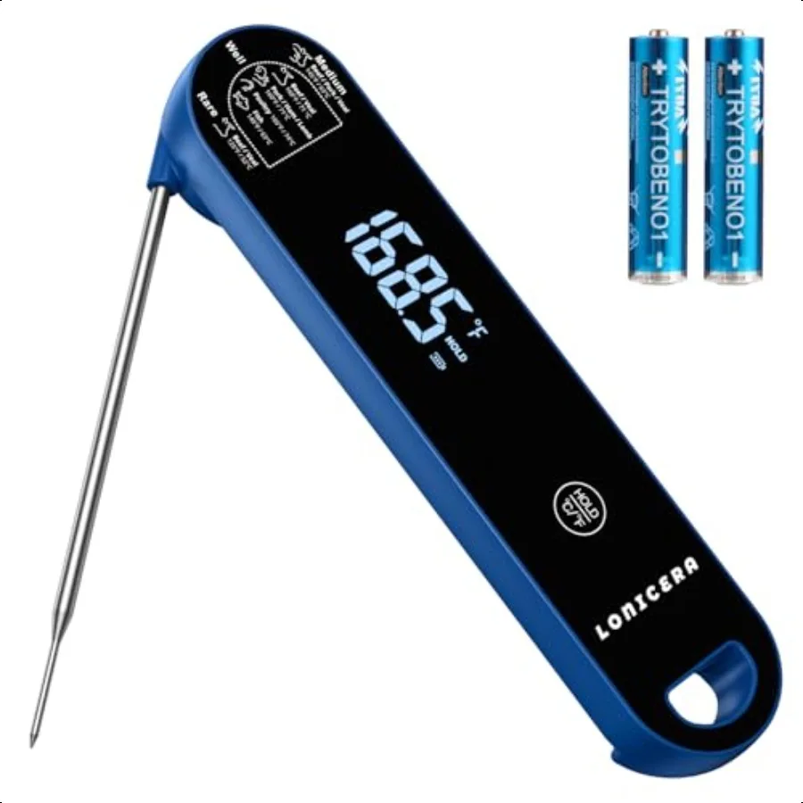

Profional Meat Thermometer for Cooking. Instant Read L Than 0.6 Sec 0.5 Accuracy with Thermocouple Tech. IP67 Waterproof Design