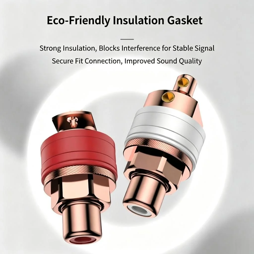 Viborg Pure Copper RCA Female Socket 24K Gold Rhodium Plated Solderless HiFi Audio Connector for Amplifier Signal Jack`