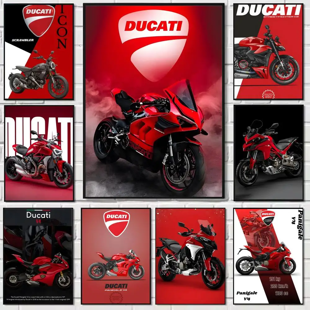 COOL DUCATI Motorcycle Poster Modern Waterproof HD Wall Art Decal Self-Adhesive Aesthetic Decor For Home Living Room
