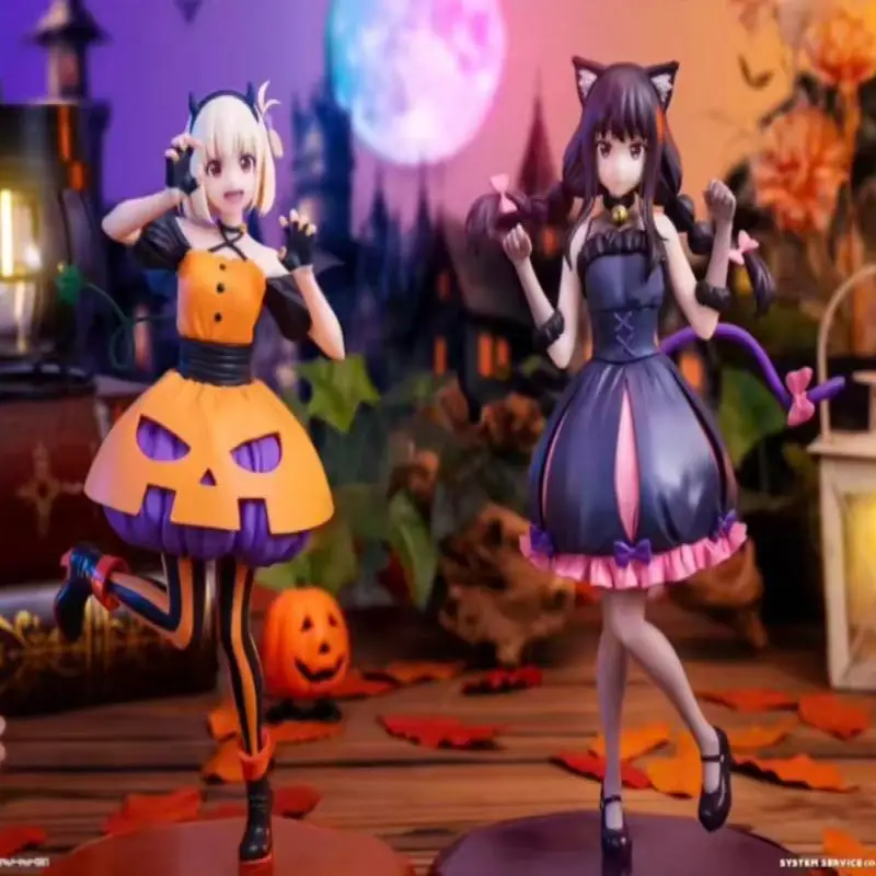 할로윈 선물 정품 리코리스 리코일 니시키기 치사토 료네 타키나 PVC 수집용 데스크탑 장식품 PVC 애니메이션 피규어 모델 장난감