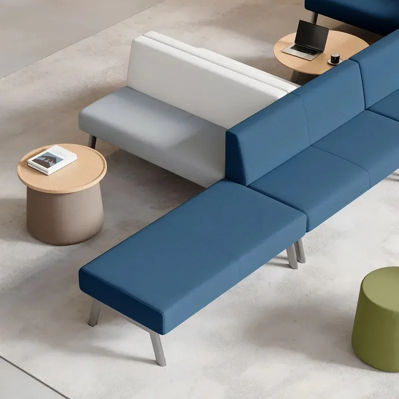 2.0 Modular Sofa B Office Modular Leisure Sofa with baffle, fabric cushion, QW-110 sand gray metal leg frame