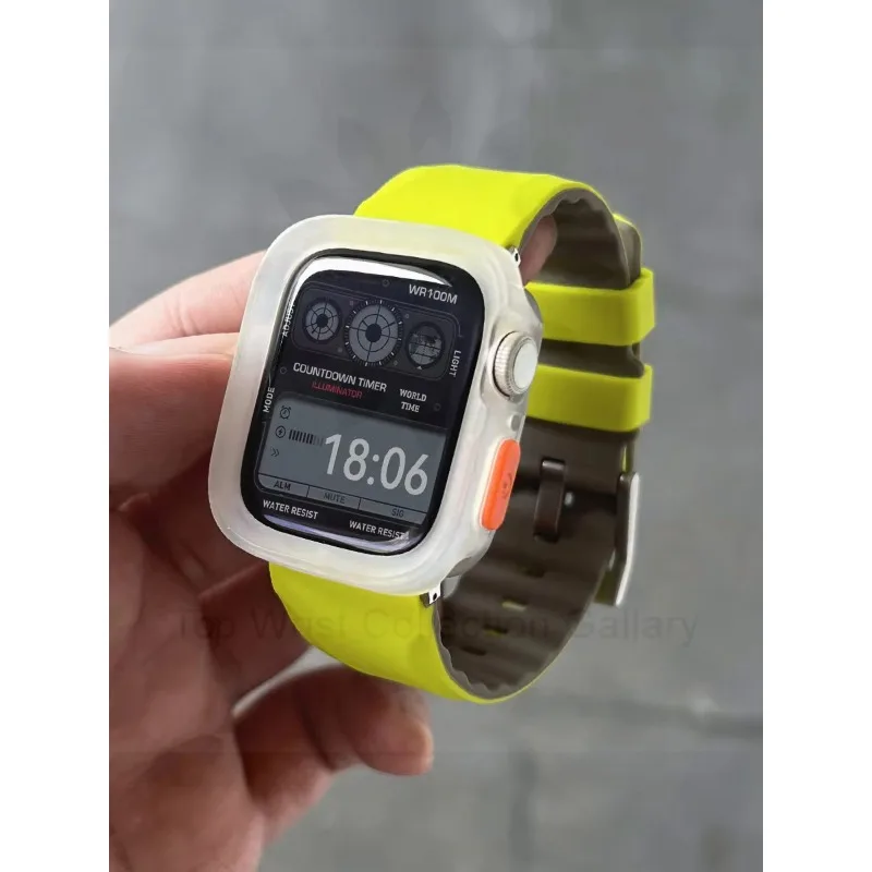 حزام سيليكون + حافظة من البولي يوريثان لساعة iWatch Ultra 3 Apple 11/10/9/8/4/5/6/7 42 46 49 45 مللي متر غطاء حماية سوار IWatch 41 44 مللي متر