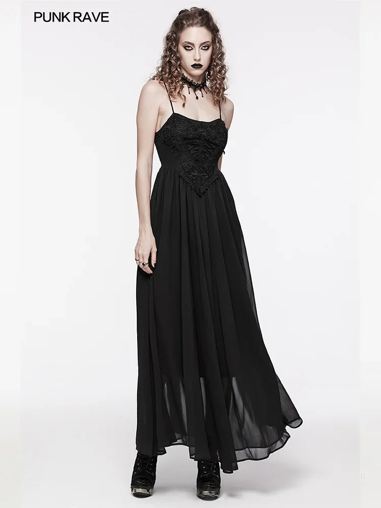 PUNK RAVE Women's Gothic Gorgeous Black and Red Gradient Chiffon Slip Dress  Party Club Sexy Long DressesTwo Colors Available - AliExpress 200000345