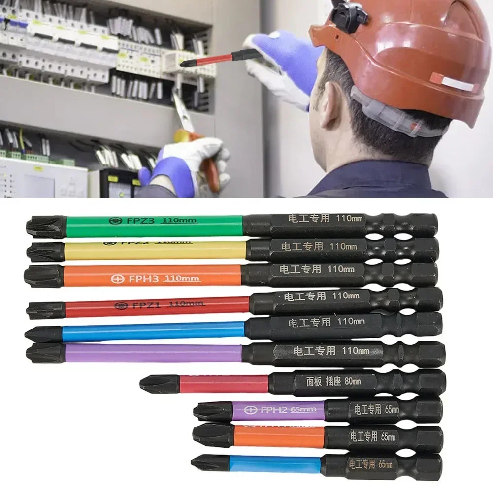 

The For Electrician's Go To Magnetic Slotted Cross Screwdriver Bits Phosphating Black Color Coded FPH FPZ 65 110mm 10pcs