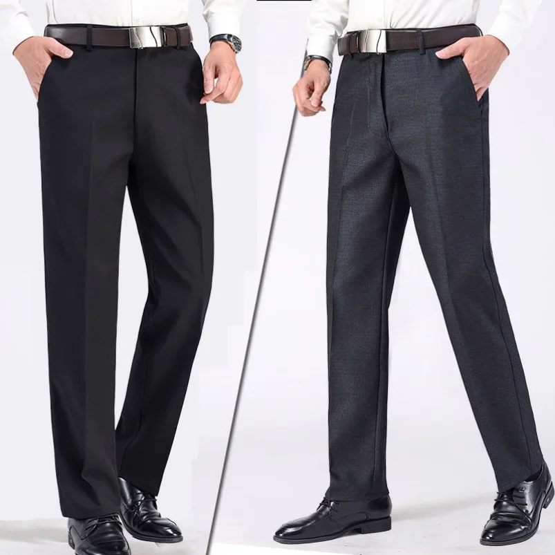 High Waist Men\'s Suit Pants High Quality Summer Straight Business Autumn Dress Formal Pants Big Size Classic Trousers YYQWSJ