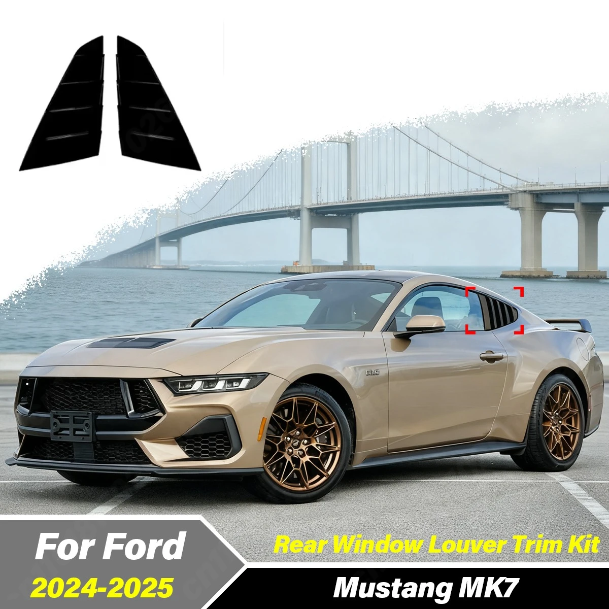 

For Ford Mustang 2024 2025 Car Rear Window Windshield Sun Protection Cover Body Side Window Blinds Decoration Modification Kit