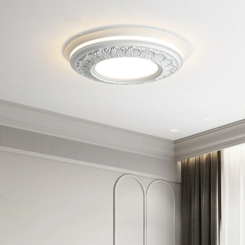 French Retro Artistic Resin Relief Ceiling Lamps Bedroom High-end Palace Style Fixtures Bedroom Villa Study Cafe Ceiling Lights