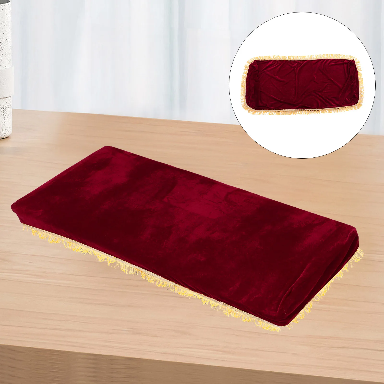 

1pc 61 Key Electronic Cloth Durable Dust Proof Stain Resistant Protector Adjustable Cord Wine Red Fits Digital Piano Keyboard