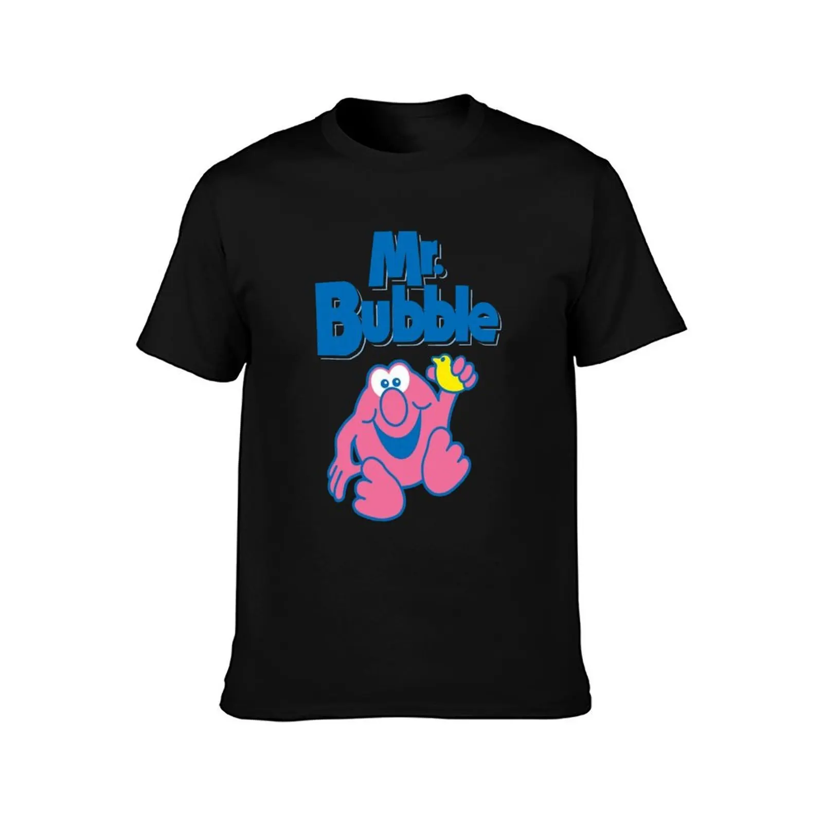 Mr. Bubble 2 T-Shirt Simple Solid Color Crew Neck Tee T-Shirt