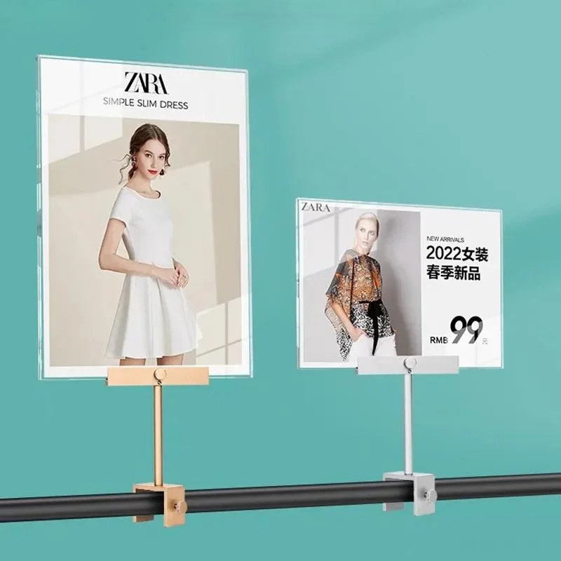 1pcs A5 148x210mm Stainless Advertising Price Listing Poster Frame KT Board POP Clip Acrylic Sign Holder Display Stand