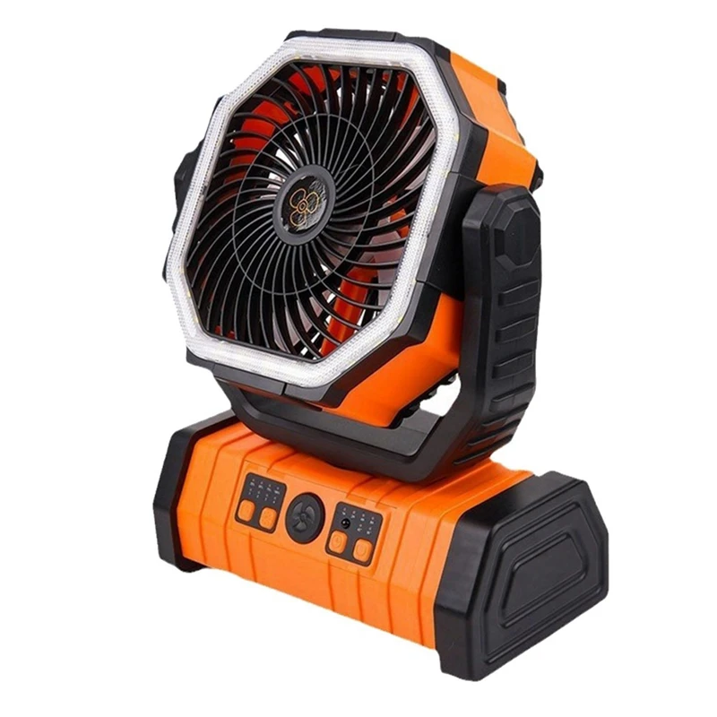 ABNO-20000Mah Battery Fan Rechargeable With Hook&Bright LED Light Remote Control Timer Auto Oscillation Cordless Fan