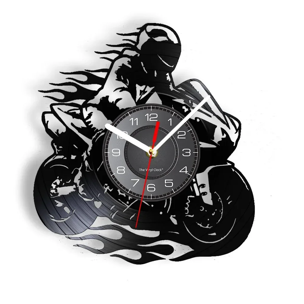 Professional Motorcyclist Vinyl Record Wall Clock Extreme Freestyle Motorcycle Home Decor Room Dirt Bike Risky Rider Watch Gifts