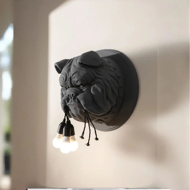

Nordic animal Dog wall lamp dining room study bedroom lamp creative designer KTV Bulldog wall light Home Decor Lighting fixtures