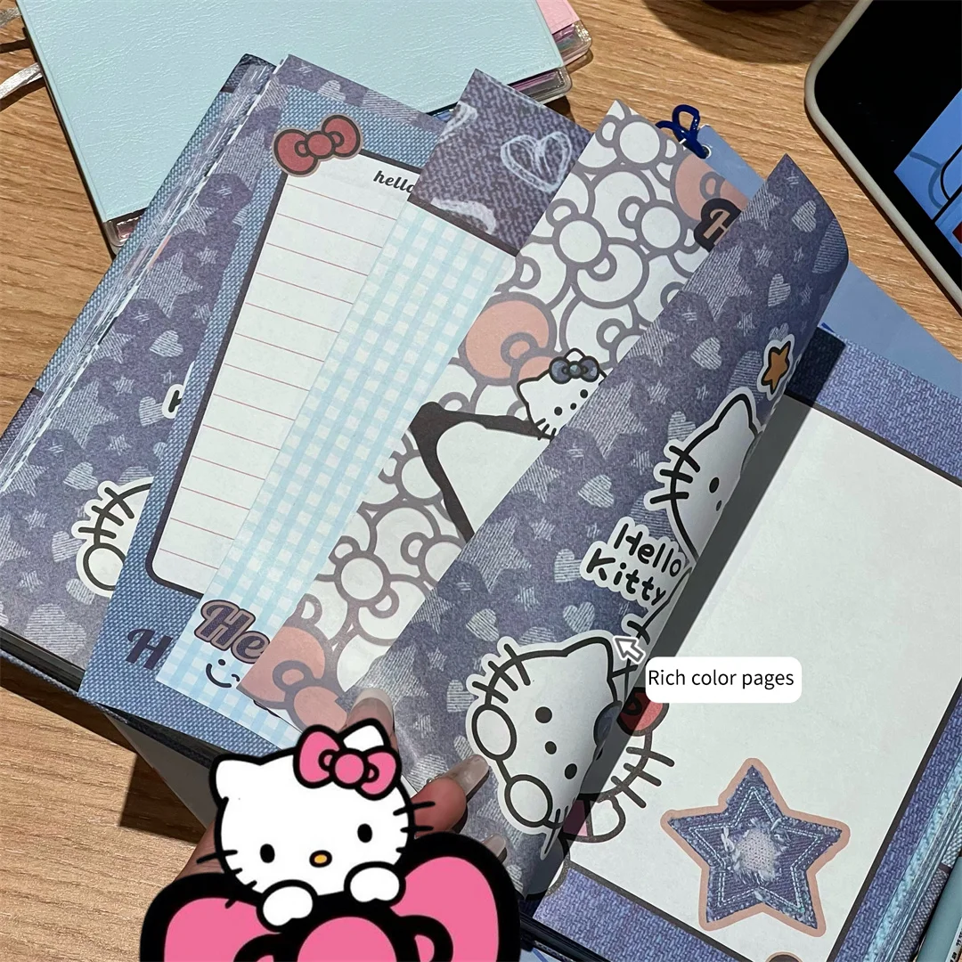 Cuaderno A5 de regalo de Hello Kitty, decoración de regalo de cumpleaños, cuaderno Kawaii pintado a mano, diario impreso, regalos para niñas, suministros para fiestas